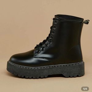 Platform Black Combat Boots